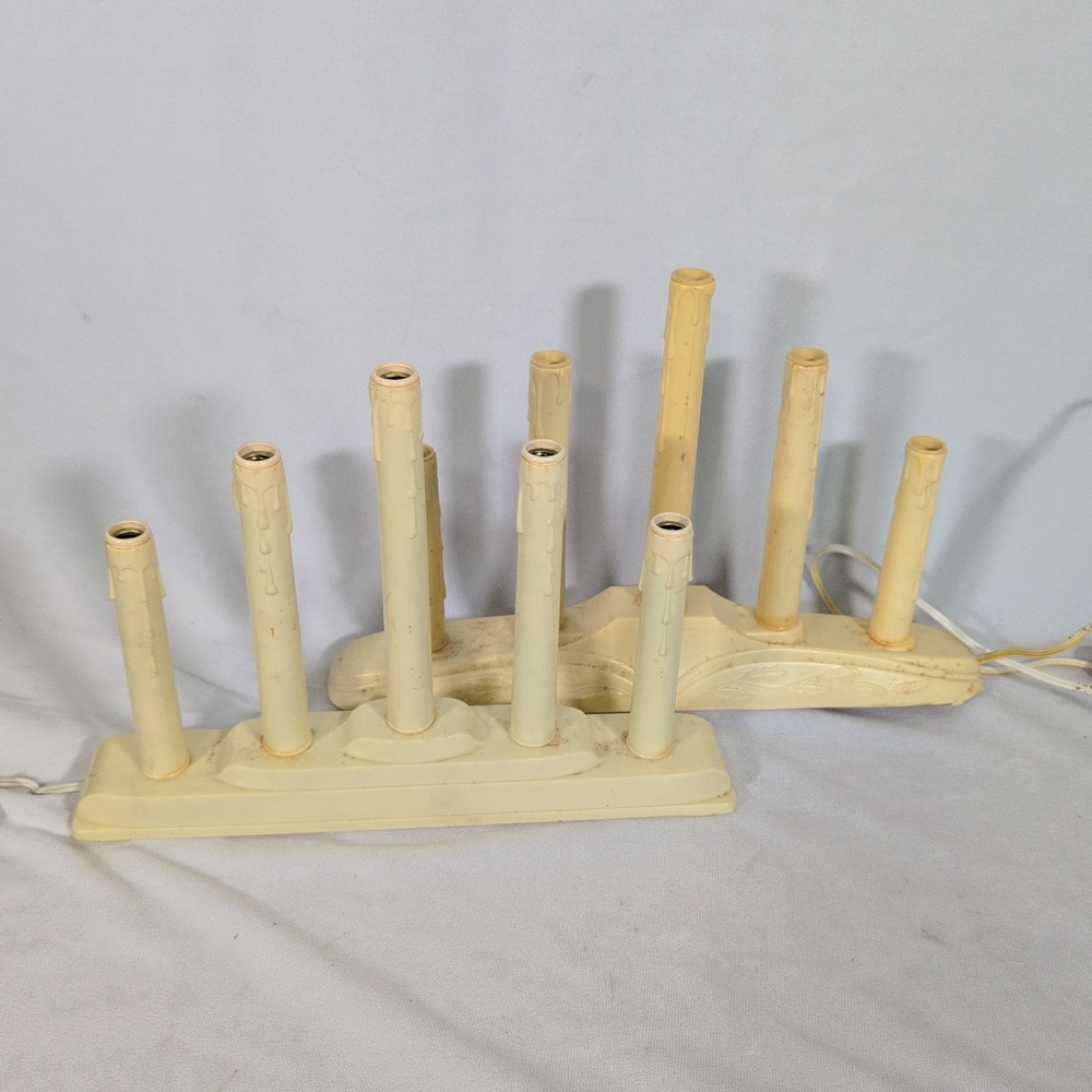 2 Vintage Christmas 5 Light Candolier Candelabra Window Lights WORKS